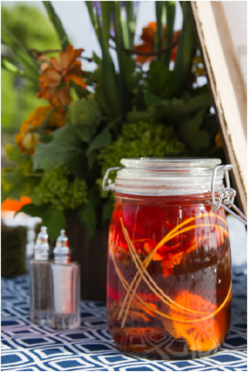 Event Floral Design Olive Oil Mason Jar